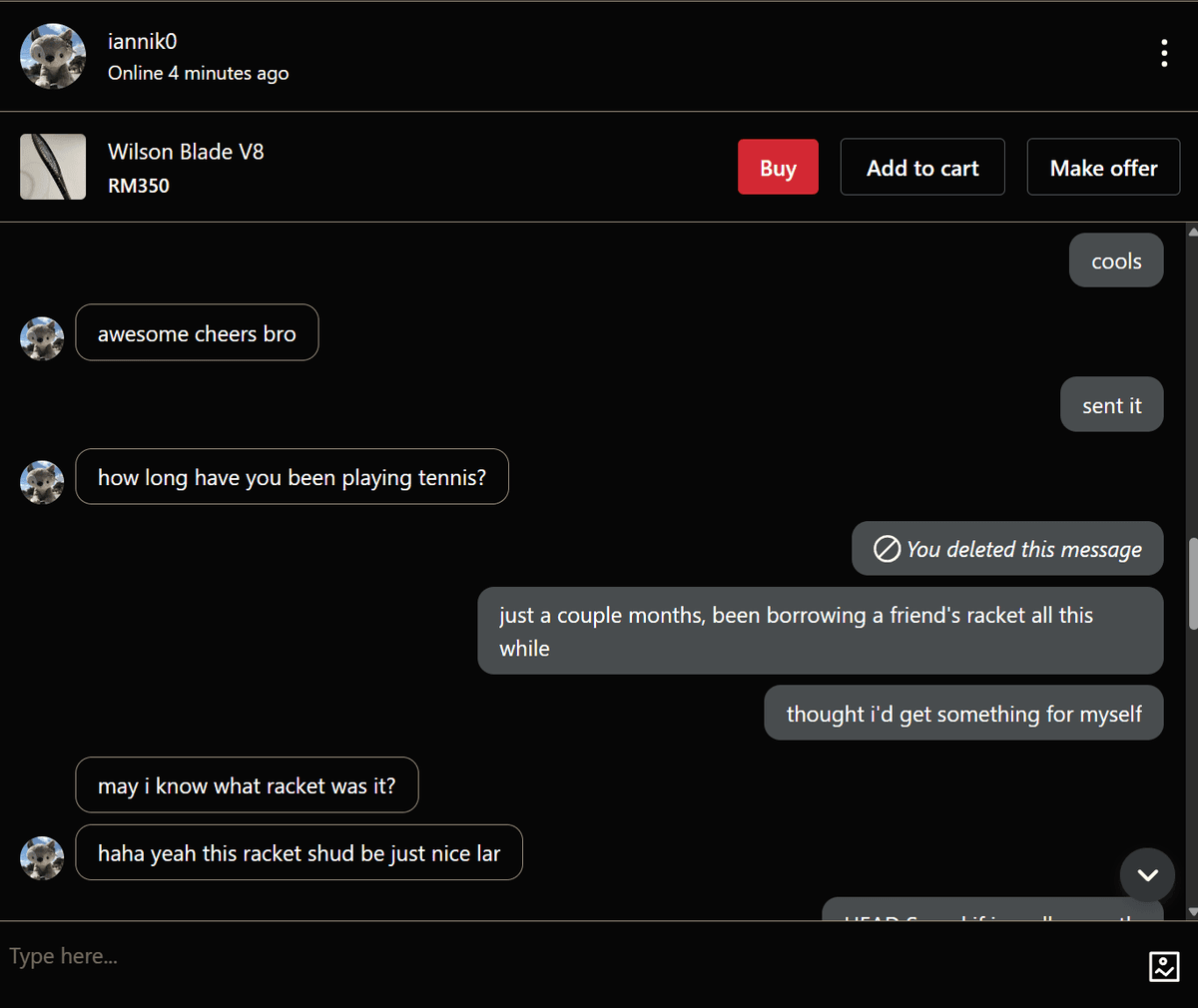 Carousell chat screenshot 3 showing conversation with IAN KAMIL BIN IRWAN KAMIL (Ian Kamil) phone 012-9787215 from Ipoh Perak Malaysia